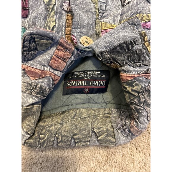 Sacred Threads Hippie Boho Multicolor 3D Patchwork Button Up Jacket  Size S/M - Picture 5 of 11